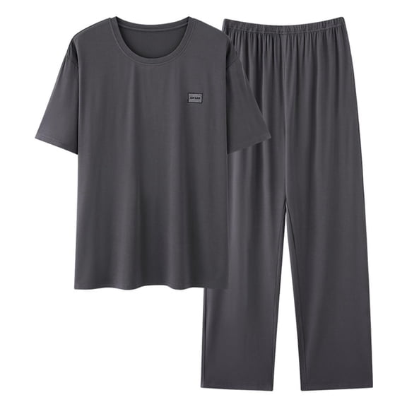 BTDECLAR Mens Pajamas Set Lightweight Loungewear Solid Color Short Sleeve Tops and Long Pants Soft Comfortable Sleepwear Pjs Sets
