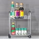 thumbnail image 5 of Estante De Almacenamiento De Plástico Estantería de almacenamiento de plástico transparente de dos niveles con ruedas,carrito móvil para cocina,baño y sala de estar (1 pieza) Rkxzt, 5 of 8