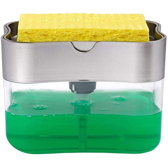 2-in-1 Multi-function Dishwashing Soap Dispenser Sponge Holder Set,Box Soap Pump For Dish Soap,Kitchen Bathroom Clean Tool