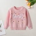 thumbnail image 2 of Ccpelsie Girls' Fall Sweaters Classic Crewneck Long Sleeve Drop Shoulder Knit Pullover Tops for Kids(Pink,5-6 Years), 2 of 9