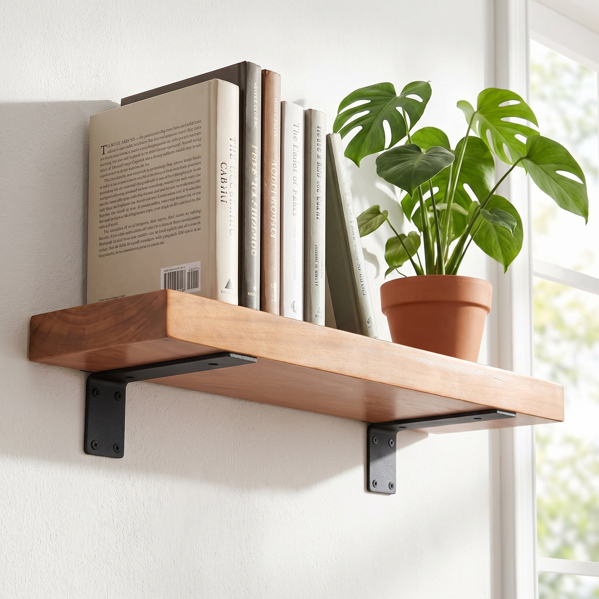 6 Pack Heavy Duty Shelf Brackets 6 inch, Floating Shelf Brackets(1/5”-Thick), L-Shaped Wall Shelf Bracket Hidden & Decorative Shelf Bracket Black