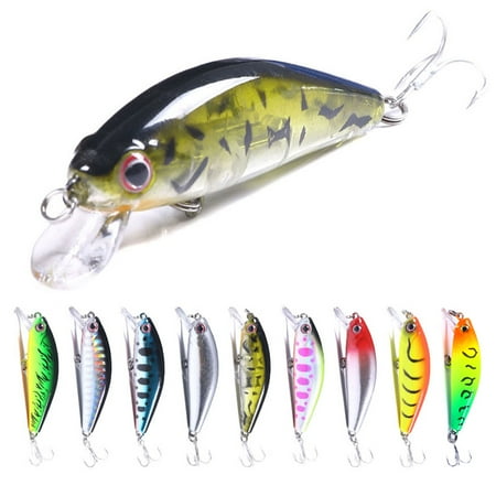 HENGJIA Fishing Lures Hard Bait Minnow VIB Lure with Treble Hook Life-Like Swimbait Fishing Bait Popper Crankbait Sinking Lure for Trout Bass Walleye Redfish 9PCS