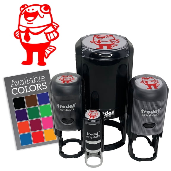 Business Fish Funny Silly Suit and Tie Self-Inking Rubber Stamp for Stamping Ink Stamper Crafting Planners - 1/2 Inch Mini - Black Ink