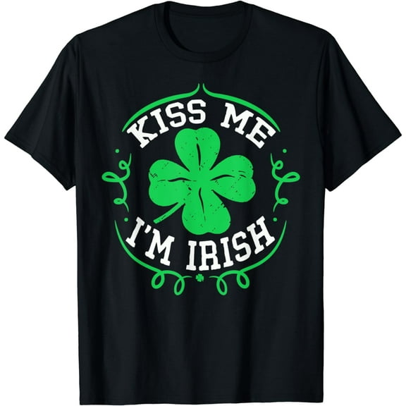 Kiss Me I'm Irish Shirt Funny St Patrick's Day Shamrock Gift T-Shirt