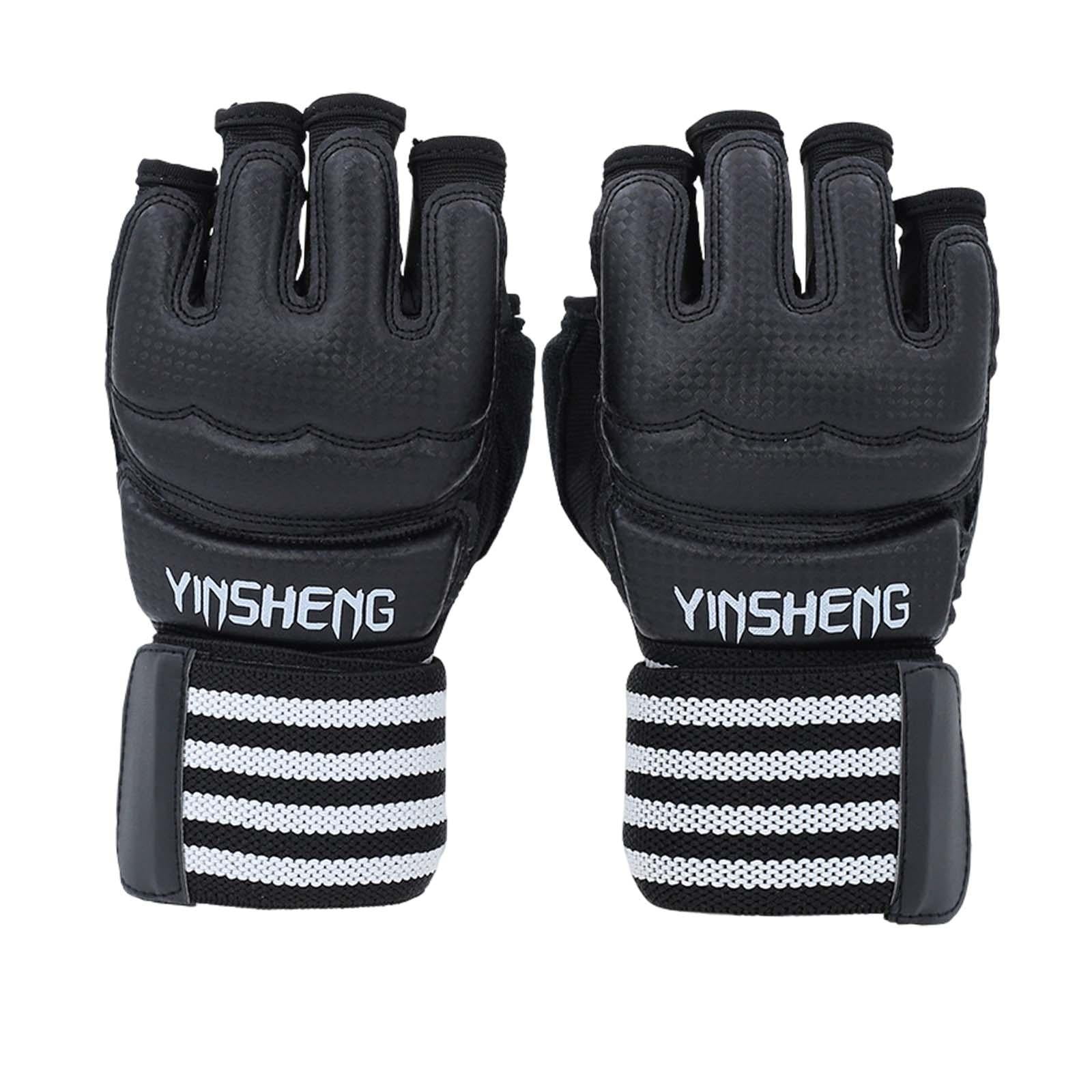 DimyFew 2 Pieces Boxing Training Gloves Half Finger PU Punching Mitts Cylindrical Fixing XS