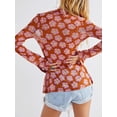 thumbnail image 2 of ZAXARRA Womens Button Down Shirt Casual Print Ruched Long Sleeve Button Up Shirt Ladies Work Blouses Loose Fit Tops, 2 of 4