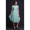 thumbnail image 3 of Bimba Robe d'Été Sans Manches à Col Rond pour Femmes, Imprimée de Feuilles de Chou Bleues, Tenue Décontractée - Grand, 3 of 6