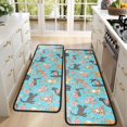 thumbnail image 4 of Cat and Flower Blue Pattern Anti Fatigue Kitchen Rugs Set Of 2, Non Slip Washable Decorative Floor Mats for Sink Laundry and Home Use, 17"x47", 4 of 5