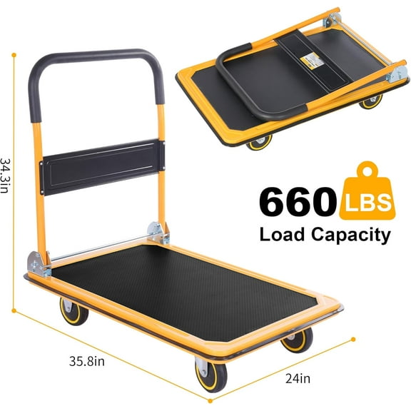 80877- Foldable Platform Truck Push Dolly 660 lb. Weight Capacity
