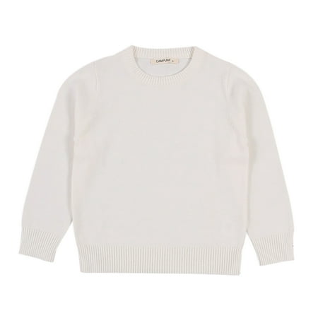 

Maxcozy 1-7T Kid Girl Boy Solid Color Crewneck Pullover Sweater Knit Shirts