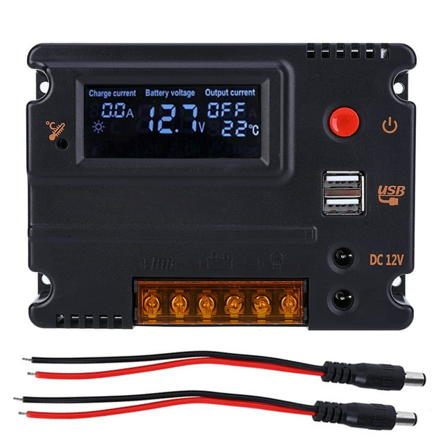 Controlador de cargador solar Ticfox pantalla de retroiluminación LCD 12 V 20 A para batería de fosfato de hierro y litio serie 4
