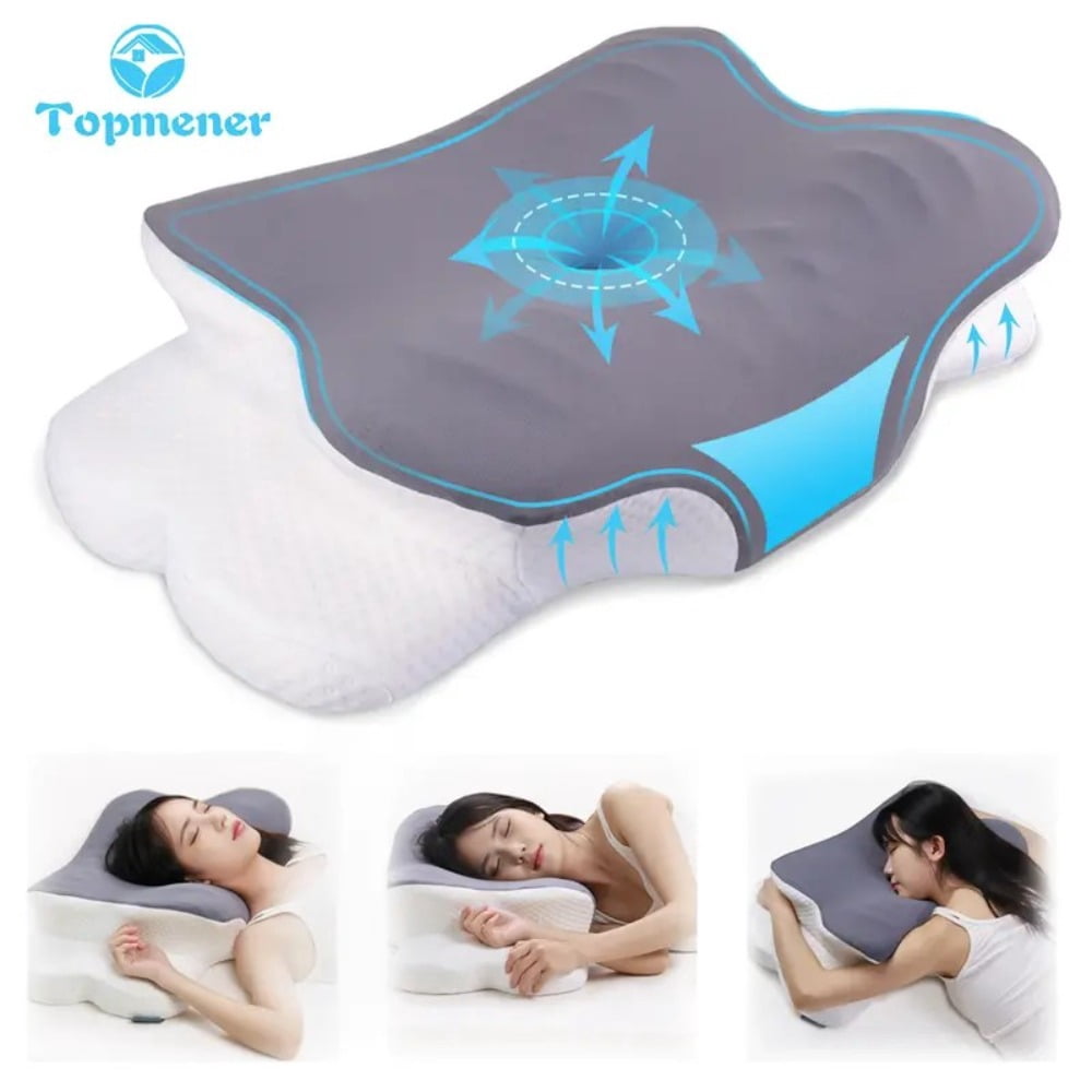 Orthopedic Cervical Memory Foam Pillow Butterfly Shape Bed Pillow Support Sleeping Pillow, Neck Pillows for Side Sleepers, Back/Stomach Sleepers for Neck and Shoulder Pain