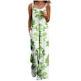 thumbnail image 2 of Sakmal Hawaiian Jumpsuits for Women Summer Wide Leg Beach Tropical Overalls Square Neck Sleeveless Full Green Pants for Women, 2 of 6