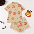 thumbnail image 2 of FYDUU Halloween Girls Pajamas Set Pumpkin Print Short Sleeve Top and Shorts Kids Sleepwear Holiday Pajama Sets for Girls Daily Loungewear 5-6 Years, 2 of 9
