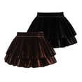thumbnail image 3 of GYRATEDREAM Girls Golden Velvet Pleated Layered Skirt Baby Kids Skater Skirt with Shorts Ruffle Flowy A-line Skirt Teen High Waisted Flared Mini Short Skirts for 2-15 Years, 3 of 4