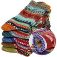 thumbnail image 6 of 5 Pairs Womens Wool Socks Thick Knit Vintage Winter Warm Cozy Crew Socks, 6 of 6