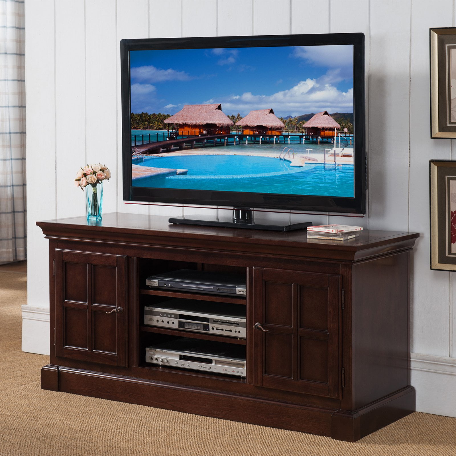 Leick Home Bella Maison 2 Door 52 Tv Stand With Open Component Bay Leick Home Bella Maison 2 Door 52 Tv Stand With Open Component Bay For S Up To 55 Com