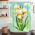 thumbnail image 1 of Elegant Iris Shower Curtain Vintage Botanical Design with Background Creamy Petals & Magenta Edges Perfect for a Calming Bathroom Decor, 1 of 4