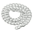 thumbnail image 4 of Men's 10.5mm Solid .925 Sterling Silver Flat Cuban Link Curb Chain Necklace, 24 inches, 4 of 7