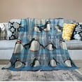 thumbnail image 2 of HENGT Cute Penguin Throw Blanket Warm Super Soft Micro Flannel Blanket for Bed Sofa Plane/Living Room Decor, 2 of 6