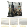 thumbnail image 4 of Orinice  Scenery Throw Pillow Cushion Cover, European Country Landscape with Houses and River Watercolors Style Print, Decorative Square Accent Pillow Case, White, 4 of 5