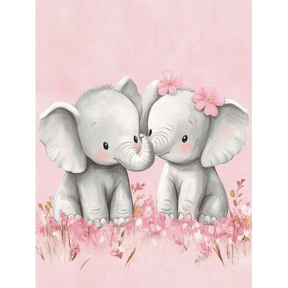 Cute Elephant with Moon and Stars Canvas Print/Wall Art， Suitable for Bedroom Decoration， Nursery Decor， Living Room Decor， Kids Room Decor， and Office Decor.