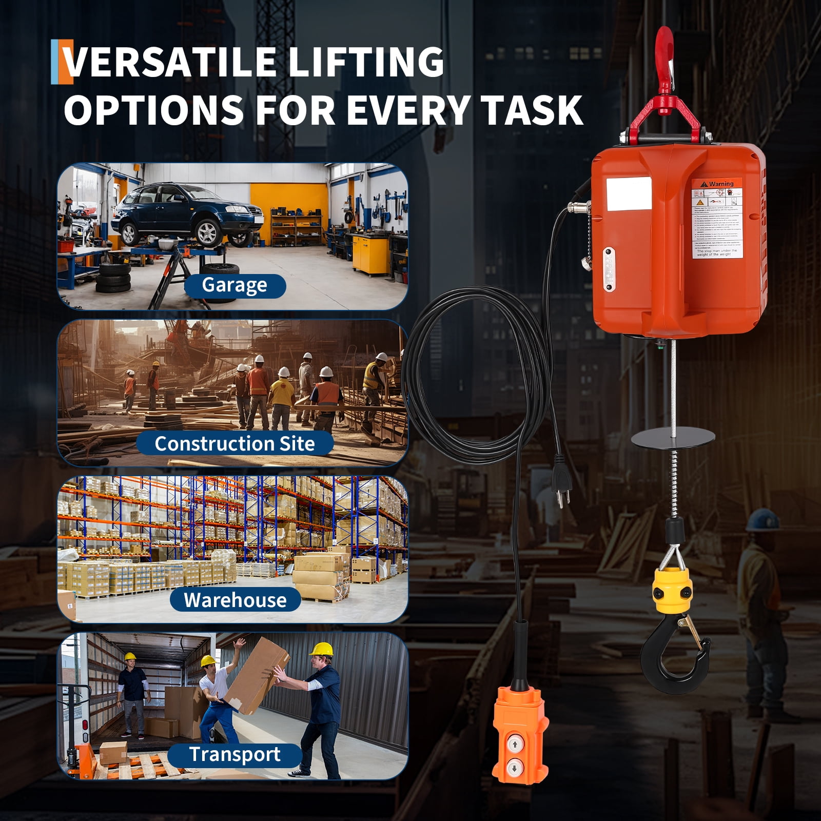 Mescukay 1100 lbs Electric Hoist Winch 3 in 1, 40ft Lifting Range, Portable Electric Power Winch w/Wire and Wireless Remote Control, Overload Protection, 120V 1500W Electric Hoist Crane for Towing