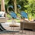 thumbnail image 4 of Garden Crane Statues Outdoor, Standing Blue Heron Decoy Sculptures, Metal Bird Yard Art for Lawn Patio Backyard Decoration(Set of 2), 4 of 8
