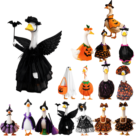 Hvmvliv Halloween 23 Inch Porch Goose Black Winged Witch Outfit for Lawn Statue Garden Yard Outdoor Holiday Display