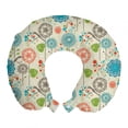 thumbnail image 1 of Floral Travel Pillow Neck Rest, Retro Doodle Flower Field Dandelions Daisy Birds Circles Cheerful Image, Memory Foam Traveling Accessory Airplane and Car, 12", Multicolor, by Ambesonne, 1 of 2