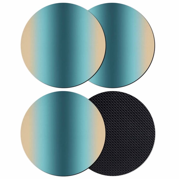 Turquoise Yellow Ombre Coasters Set of 4, Absorbent Coasters for Drinks, Farmhouse Modern Gradient Art Coaster for Desk Coffee Table Protection, Home Decor House Warming Gifts 4"