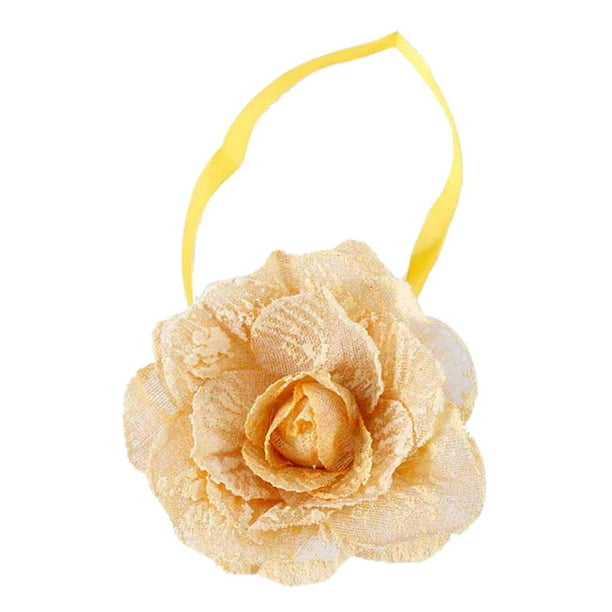 1 Piece abrazaderas Magnética Seersucker Flores Corbatas para Cortinas Decor Amarillo
