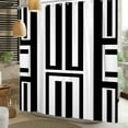 thumbnail image 3 of Lfeey Striped Shower Curtain, Modern Minimalist Polyester Waterproof Bathroom Curtain, Black and White, 72x72 inch, 3 of 5