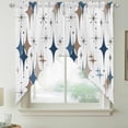 thumbnail image 2 of Blue Brown Diamond Swag Curtains for Kitchen/Bedroom/Living Room, Modern Geometric Middle Century Scalloped Curtains 63 Inch Long, Rod Pocket Window Swag Topper Curtains Valances 2 Panels Set 36"x63", 2 of 8