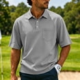 thumbnail image 2 of Domuza Polo Shirts for Men Cotton Pique Short Sleeve Golf Shirts with Pocket Classic Casual Lightweight Breathable Moisture Wicking Shirts Gray M, 2 of 9