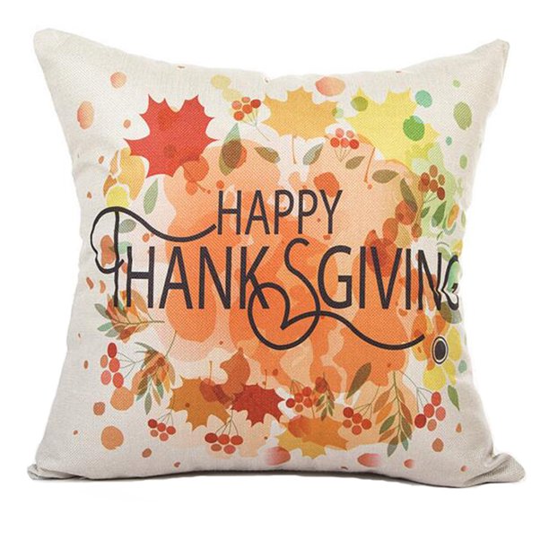 Happy Thanksgiving Pillow Covers 18 x 18 Inch Cotton Linen Home Decor