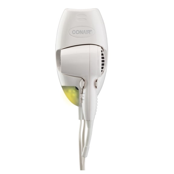 Conair 1600 Watt Wall-Mount Hair Dryer with LED Nightlight, White