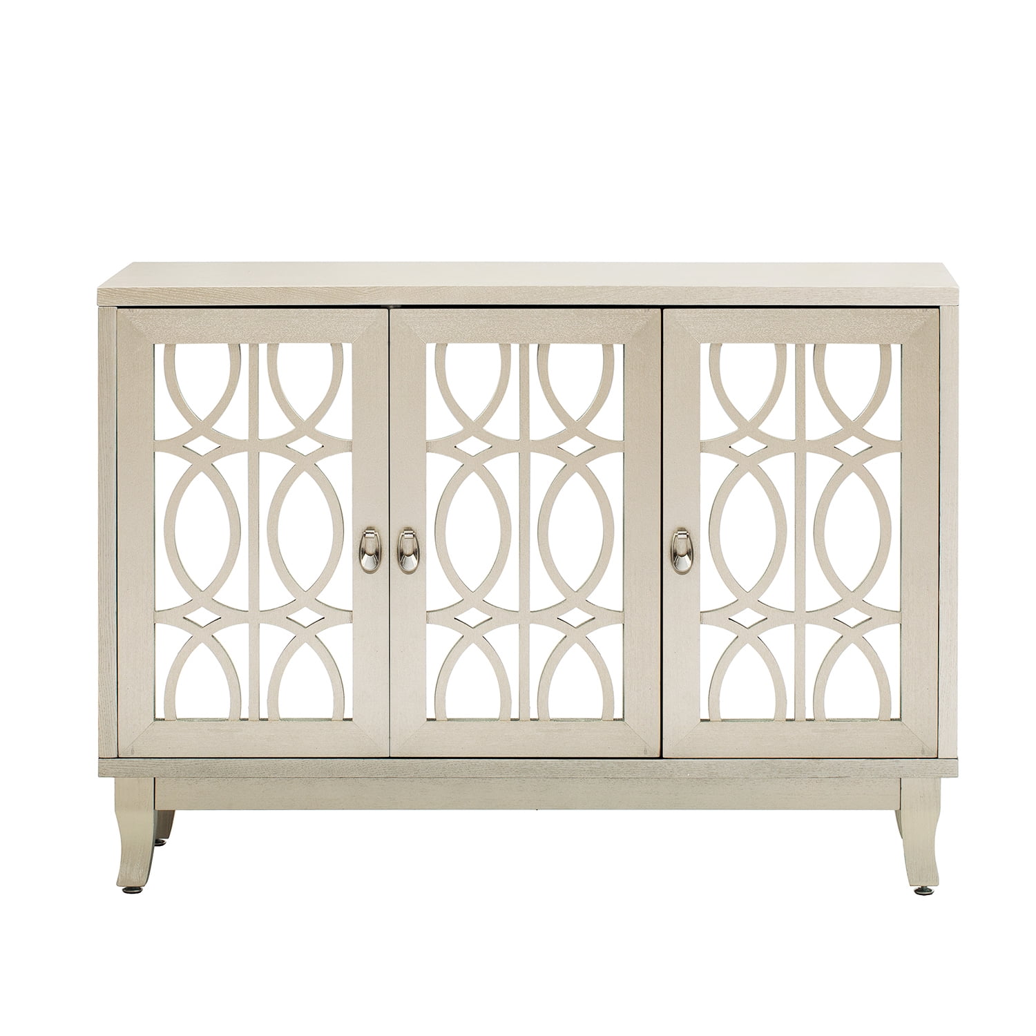 Kadyn Sideboard with Glass Doors, Accent Storage Cabinet with 3 Door, Sideboard Buffet Cabinet for Hallway, Champagne Kadyn Sideboard with Glass Doors, Accent Storage Cabinet with 3 Door, Sideboard Buffet Cabinet for Hallway, Champagne