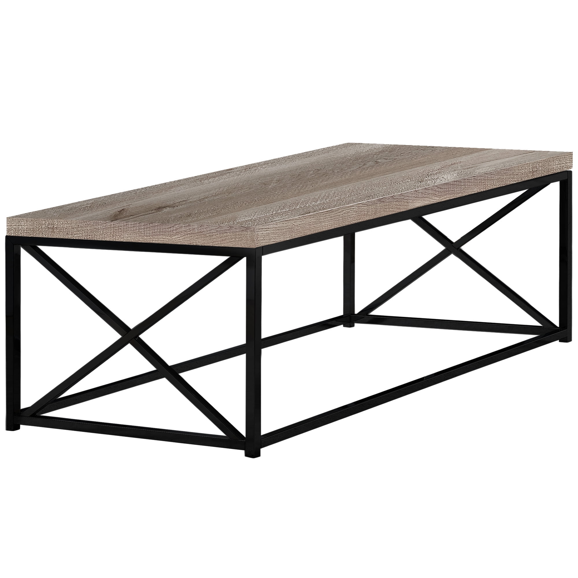 COFFEE TABLE TAUPE RECLAIMED WOODLOOK / BLACK METAL