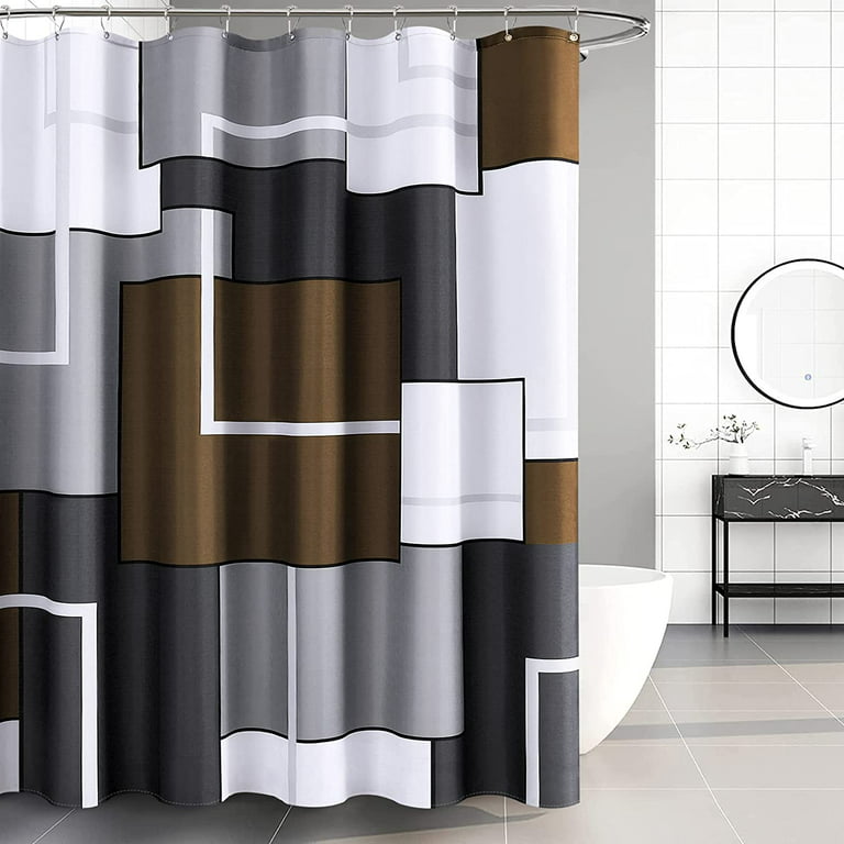 Brown Shower Curtains For Bathroom Geometric Bath Curtain Gray And Black Tan White Sets Set Decor Water Repellent 72x72 Com
