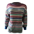 thumbnail image 3 of TQWQT Women's Christmas Knit Striped Sweater Plus Size Fair Isle Sweatshirt Crew Neck Long Sleeve Cute Striped Sweaters Anthropologie Clothes Rainbow 4XL, 3 of 5