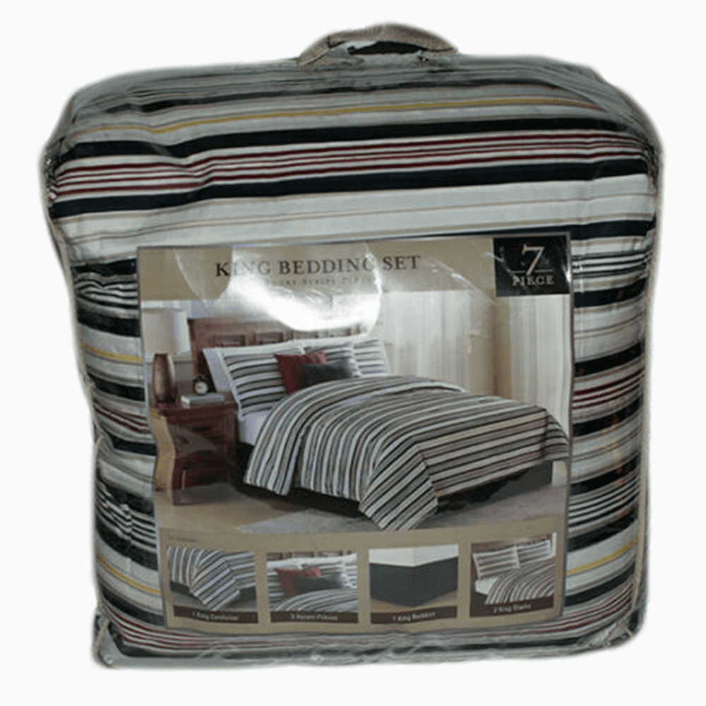 Home Classic 7 Pcs Bed Comforter Set Multi Color Rugby Stripe New 