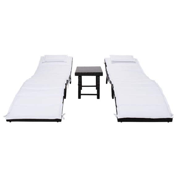 SAFAVIEH Carew Outdoor Patio 3 Piece Sun Lounger Set, Black