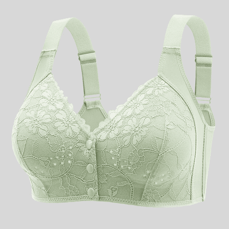 Fulorrnie Bras for Women Plus Size No Underwire Supportive Comfort Front Closure Seamless Full Figure Bralette Bra  Light Green  44