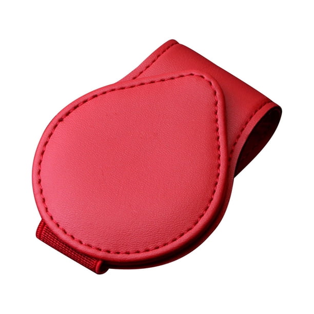 Clip magnético para gafas de sol de coche, soporte de cuero para gafas, accesorio para visera interior de coche, clip de cuero para gafas.