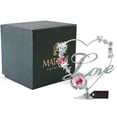 thumbnail image 2 of Matashi 24K New Year's Gift Gold Plated Crystal Studded Double Heart with Banner Ornament (Silver Love with Red Crystals), 2 of 4