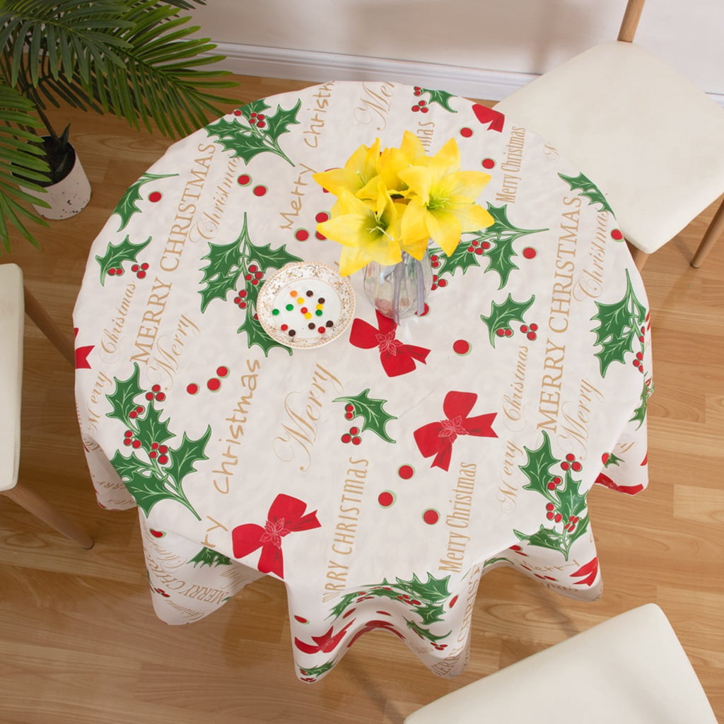 Ray Star Vinyl Party Tablecloths 60in Spring Tablecloth Plastic Picnic Outdoor and Camping Waterproof Oilcloth Table Cover for Round Tables