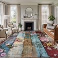 thumbnail image 2 of Vintage Flower Large Area Rugs for Bedroom Living Room, Soft Non Slip Carpet Bedside Rug, Retro Botanical Floral Wooden Rectangular Floor Cover Kitchen Accent Rug 5'x8' for Dining Room/Office, 2 of 9