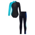 thumbnail image 5 of YONGHS Kids Girls Ice Skating Dance Outfits Long Sleeve Gymnastics Leotard Leggings Set, 5 of 7