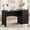 Black, variant on Bestier 47" Computer Desk with Drawer, Modern Home Office Desk with Storage Cabinet, Fluted PC Study Writing Desk for Small Spaces, Oak